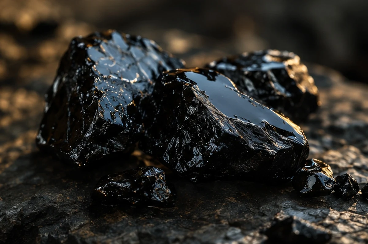 Macro de la résine de shilajit pure sur la roche